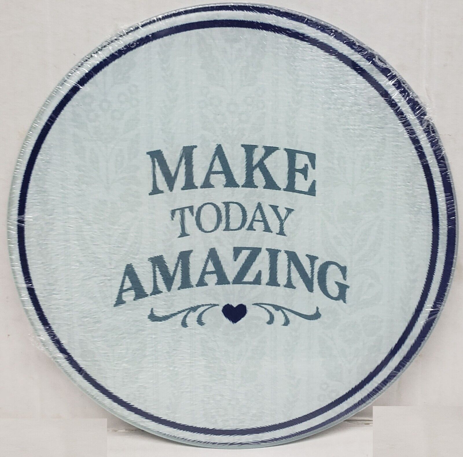 Primary image for Round Glass Cutting Board/Trivet, app 8", MAKE TODAY AMAZING, GR