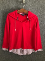 Tommy Hilfiger Hoodie Womens Size M Red Tie Hoodie L/ Sleeve Shirt Style... - £9.54 GBP