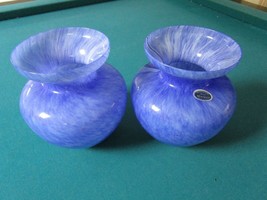 Compatible with Murano Pair of Blue Compatible with Globe VASES with Sti... - $121.51