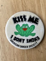 Vintage Kiss Me I Don&#39;t Smoke ACS Button Badge 2&quot; Round - $5.51