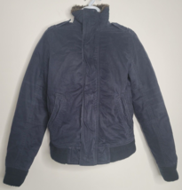 Vintage Mens Abercrombie &amp; Fitch Medium Blue Lined Coat Heavy Bomber Jacket - £55.07 GBP