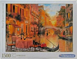 Clemontoni Dominic Davison Venezia 1500 pc Jigsaw Puzzle Canal Restaurant Sunset - $28.70