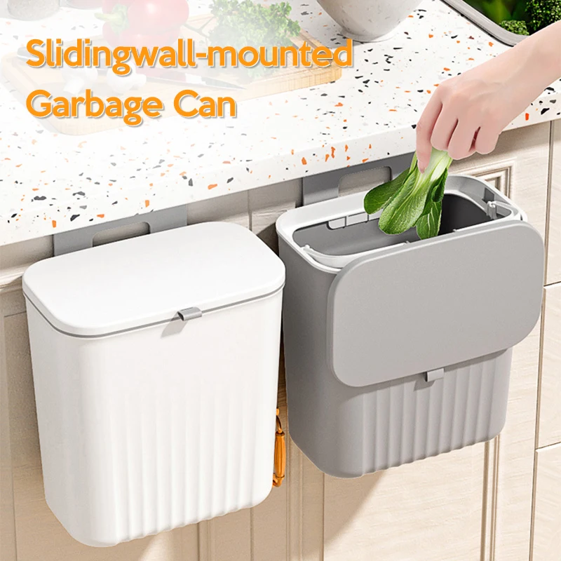 House Home 9L Wall Mounted Trash Can Kitchen Cabinet Storage Smart Bucket For Ba - £23.98 GBP