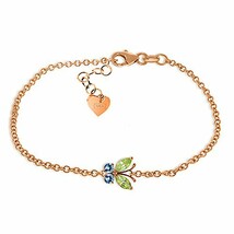 Galaxy Gold GG 14k Rose Gold Peridot and Blue Topaz Butterfly Bracelet - £391.47 GBP