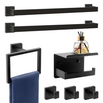 7 Piece Bathroom Hardware Set Black Towel Bar Set Matte Black Bathroom Hardware  - $132.99