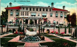 Vtg Postcard A California Home Gardens Pergola Fountain Spanish Style Kashower  - £4.20 GBP