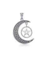 Jewelry Trends Magic Crescent Moon Pentacle Sterling Silver Pendant Neck... - $65.99