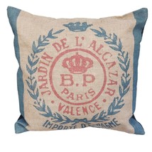 Oversized Burlap Feed Sack Pillow, BP Paris Crown and Laurel Jardin De L&#39;Algazar - £75.15 GBP