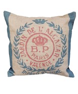 Oversized Burlap Feed Sack Pillow, BP Paris Crown and Laurel Jardin De L... - £75.32 GBP