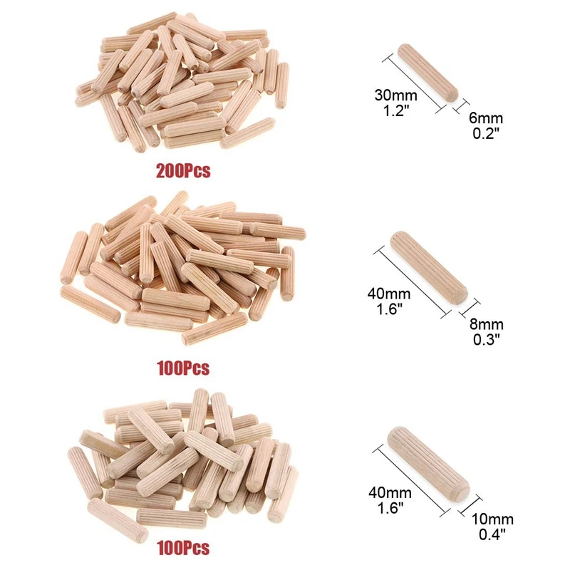 House Home 400Pcs Wooden Dowels Aorted, 6Mm 8Mm 10Mm Wood As Dowel Rods, Woodwor - £38.49 GBP