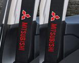 Mitsubishi Embroidered Logo Car Seat Belt Cover Seatbelt Shoulder Pad 2 pcs - £10.41 GBP