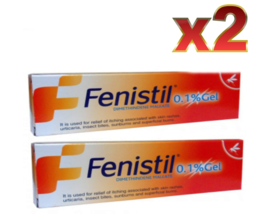 2 PACK Fenistil Gel for itching, rashes, sunburns, insect bites x30 gr - £24.24 GBP