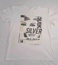 Quiksilver Mens Size L Regular Fit White Graphic T Shirt Model Face - $12.75