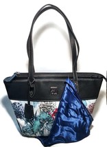 NWT $169 STONE MOUNTAIN Floral Flower Tote White  Black Blue Handbag - $62.99