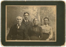 Circa 1880&#39;S Large Antique Cabinet Card Featuring Unique Looking Family Of Four - £9.76 GBP