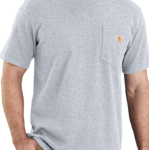 Carhartt Mens T-shirt Workwear K87 Pocket Heavyweight Knit Top 3XL TALL ASH Gray - £20.58 GBP