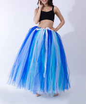 Blue Full Fluffy Tulle Skirt Women Plus Size Drawstring Waist Tulle Skirt image 5
