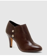 Vince Camuto Women&#39;s Vemmey Leather Metal Side Button Booties Chocolate ... - £97.46 GBP