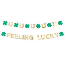 St. Patrick&#39;s Day Charming Shamrock Feeling Lucky Green &amp; Gold 2pc Foil ... - £7.18 GBP