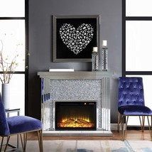 Noralie 47&quot; Fireplace, Mirrored &amp; Faux Diamonds - $1,377.00