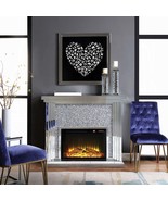 Noralie 47&quot; Fireplace, Mirrored &amp; Faux Diamonds - $25,347.17 MXN