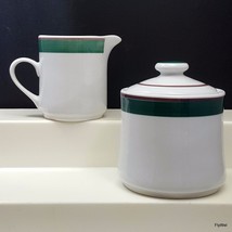 Oneida Stoneware Casual Choice S-3 Creamer and Covered Sugar Bowl Green ... - £18.18 GBP