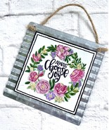 Galvenized Metal Sign ALWAYS CHOOSE JOY Jute Hanger Corrugated - $5.89