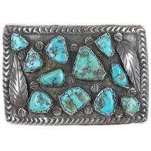 c1950&#39;s Zuni Silver and turquoise nugget belt buckle - £390.29 GBP