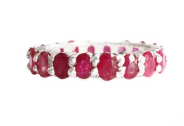 Silver Eternity Ruby Engagement Band Natural ruby eternity Wedding Ring JulyRing - £47.28 GBP+