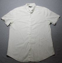 Murano Men&#39;s Medium White Button Up Casual Striped Short Sleeve Shirt - $21.78