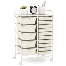 15-Drawer Utility Rolling Organizer Cart Multi-Use Storage-White - Color... - $136.99