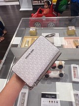 Michael Kors Jet Set Travel Large Flat Zip MF Phone Case Wristlet Wallet White - £59.66 GBP
