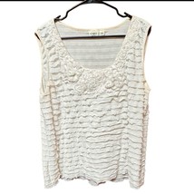 Sleeveless Blouse 18/20W Women&#39;s Ruffled. Floral Beaded Neckline. Cato. ... - $9.99