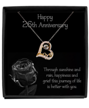 26th Wedding Anniversary  Necklace Gift for Wife Sterling Silver Love Heart - £38.05 GBP+