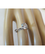 Vintage Uncas Solitaire Ring Sterling Silver 7mm Clear Prong Set Stone S... - £30.59 GBP
