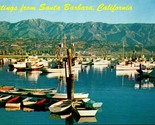 Vtg Postcard Greetings from Santa Barbara California CA - Unused Docks w... - $5.89
