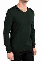 Hugo Boss Mens Green Baku E Extra Fine Merino Slim Fit V-Neck Sweater 2X... - £112.49 GBP