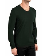 Hugo Boss Mens Green Baku E Extra Fine Merino Slim Fit V-Neck Sweater 2X... - £113.42 GBP