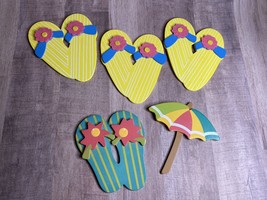 Sandals Beach Umbrella Themed Painted Wood Accents Craft Supply Arts&amp;Crafts - £14.61 GBP
