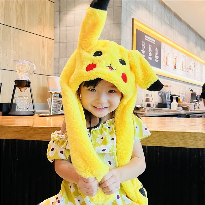 Pokemon Plush Hat Anime Figures Pikachu Hat Toys for Girls Kawaii Funny Moving - £20.91 GBP
