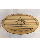 Boat Oval Teak Table Top 23.6x31.5 Inch Ellipse Star Inlay Marine Yacht RV  - £431.99 GBP+