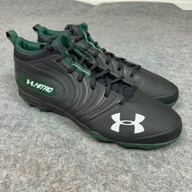 Under Armour Mens Football Cleat 16 Black Green Shoe Lacrosse Nitro Mid MC P2 - £38.58 GBP