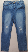 Seven7 Jeans Women&#39;s 12 Blue Denim Distressed Metro Ultra High Rise Skin... - £20.21 GBP