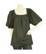 BCBG MaxAzria Black Puff Sleeves Pleated Tunic Blouse top Size XS - €72,74 EUR