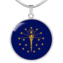 Express Your Love Gifts Indiana State Flag Necklace Stainless Steel or 18k Gold  - £35.57 GBP
