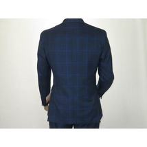Men TALLIA Suit Wool Blend English Glen Plaid Classic 2Button VDVA2SVX0026 Blue image 7