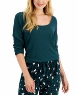 MSRP $30 Jenni Solid Long-Sleeve Pajama Top Green Size Medium - $276.26 MXN