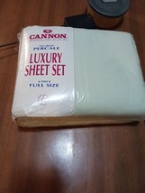 Cannon Sheet Set 4 Piece Solid Mint No Iron Luxury Percale  Set Vtg NOS - $36.47
