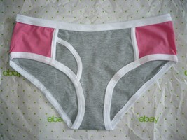 Rue 21 Women&#39;s Bikini Panties LARGE Gray &amp; Pink W White Trim  New - £7.89 GBP