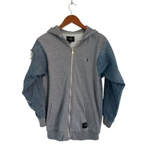 MARC ESCO Full Zip Hoodie Cotton Denim Ripped Sleeves Size Med - $24.74